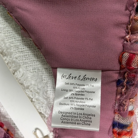 NWT For Love & Lemons Dionne Bra Top Bohemian Vibes Sz M & L Dusty Rose Multi - Picture 14 of 17